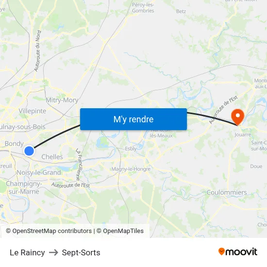 Le Raincy to Sept-Sorts map