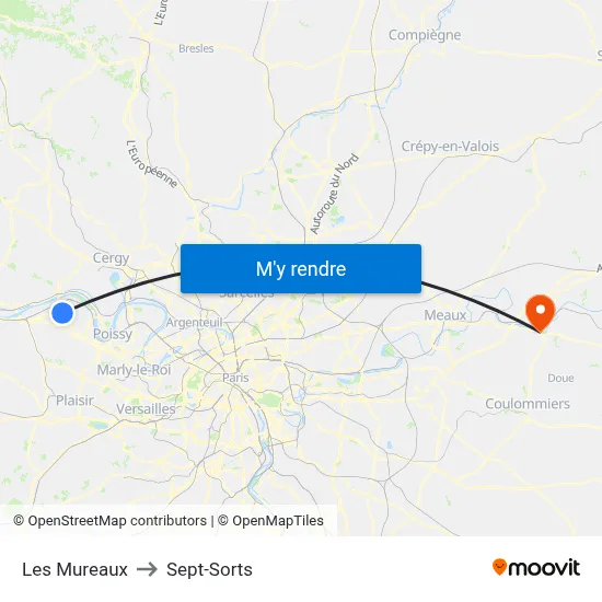 Les Mureaux to Sept-Sorts map