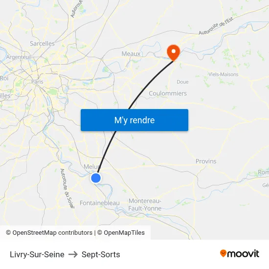 Livry-Sur-Seine to Sept-Sorts map