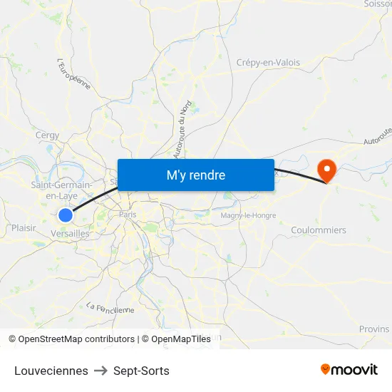 Louveciennes to Sept-Sorts map