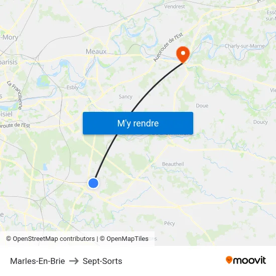 Marles-En-Brie to Sept-Sorts map