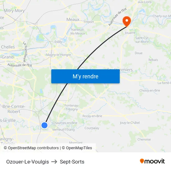 Ozouer-Le-Voulgis to Sept-Sorts map