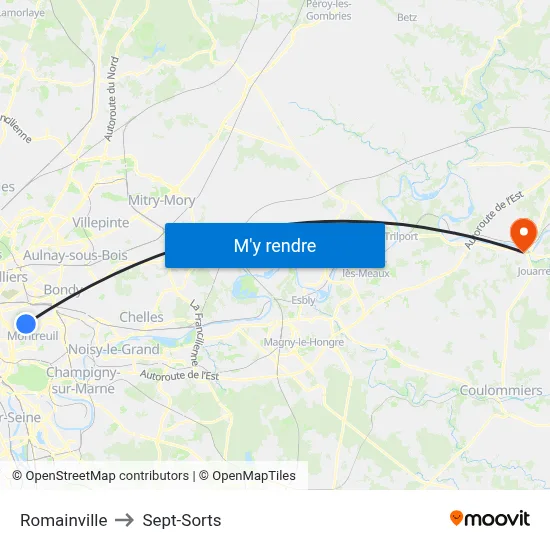 Romainville to Sept-Sorts map