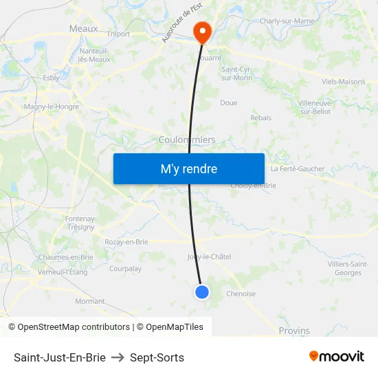 Saint-Just-En-Brie to Sept-Sorts map