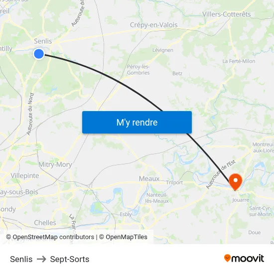 Senlis to Sept-Sorts map