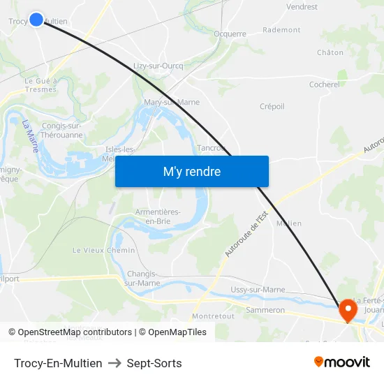 Trocy-En-Multien to Sept-Sorts map