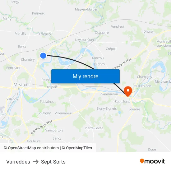 Varreddes to Sept-Sorts map
