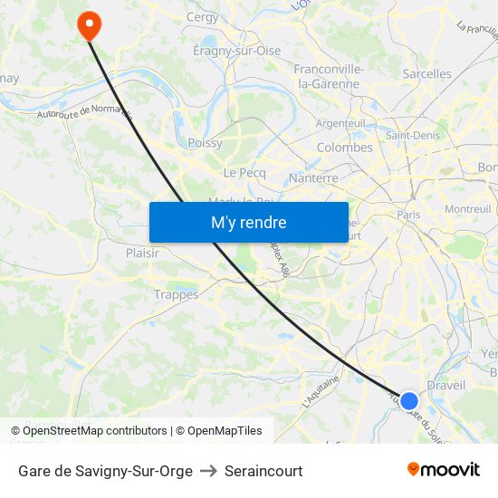 Gare de Savigny-Sur-Orge to Seraincourt map