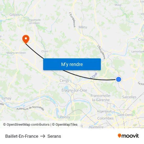 Baillet-En-France to Serans map