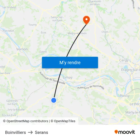Boinvilliers to Serans map