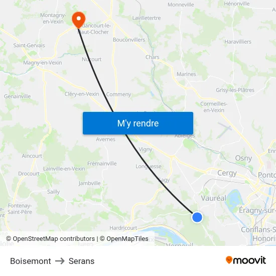 Boisemont to Serans map