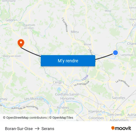 Boran-Sur-Oise to Serans map