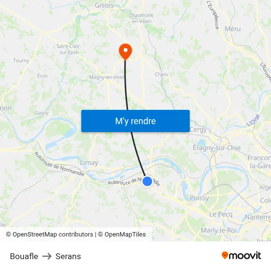 Bouafle to Serans map