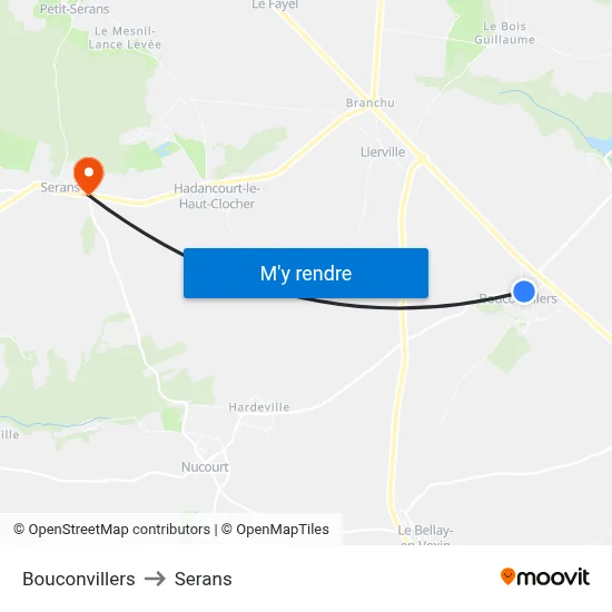 Bouconvillers to Serans map
