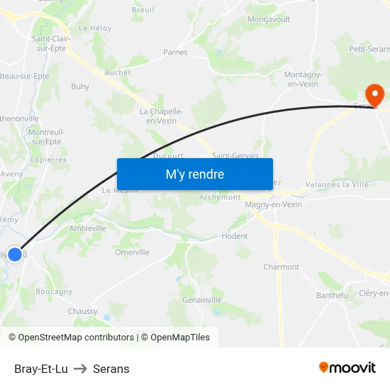 Bray-Et-Lu to Serans map