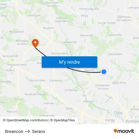 Breancon to Serans map