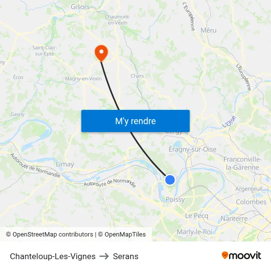 Chanteloup-Les-Vignes to Serans map