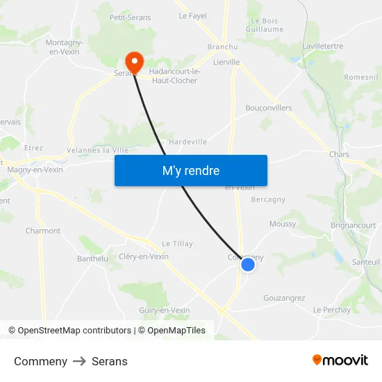 Commeny to Serans map