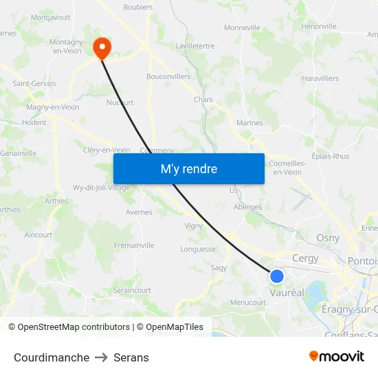 Courdimanche to Serans map