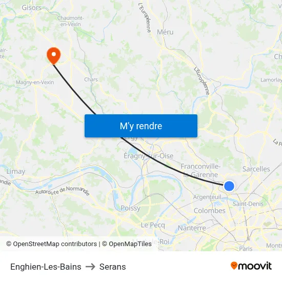 Enghien-Les-Bains to Serans map