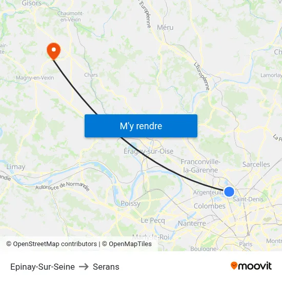 Epinay-Sur-Seine to Serans map