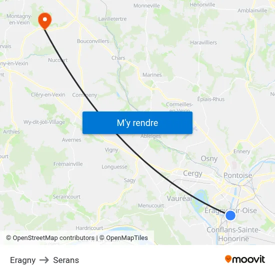 Eragny to Serans map
