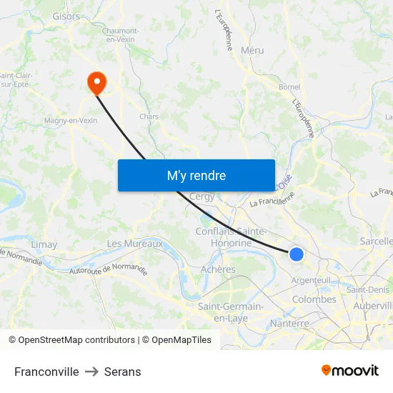 Franconville to Serans map