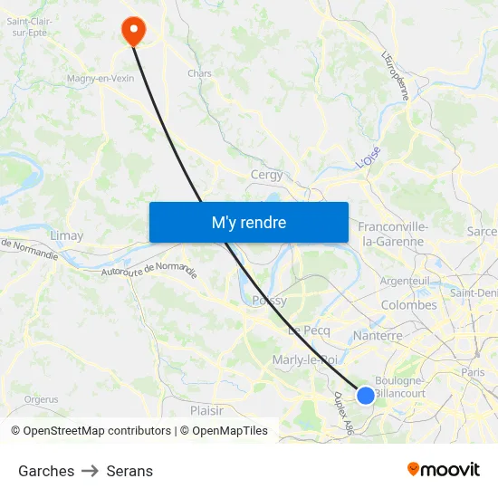 Garches to Serans map