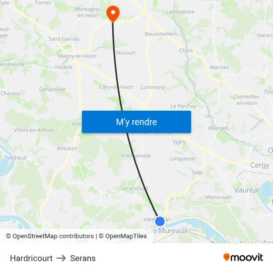 Hardricourt to Serans map