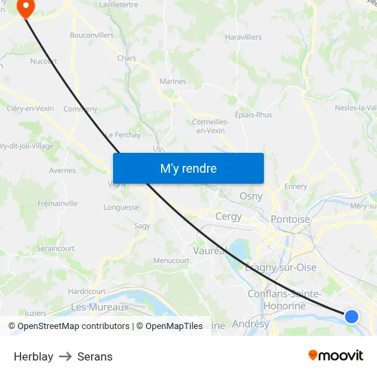 Herblay to Serans map