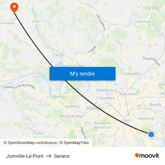 Joinville-Le-Pont to Serans map