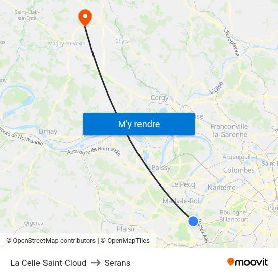 La Celle-Saint-Cloud to Serans map
