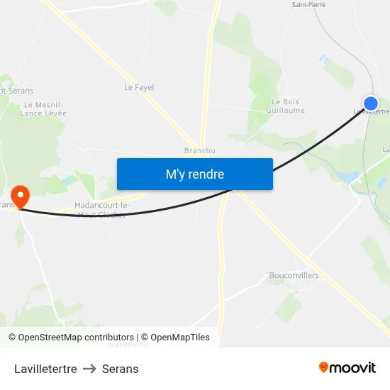 Lavilletertre to Serans map