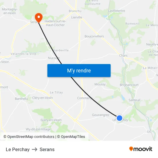 Le Perchay to Serans map