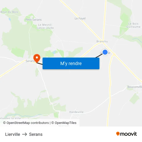 Lierville to Serans map