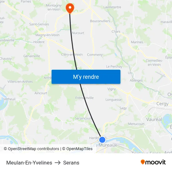 Meulan-En-Yvelines to Serans map