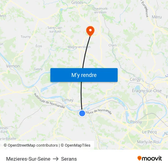 Mezieres-Sur-Seine to Serans map