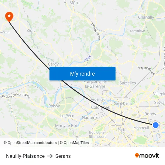 Neuilly-Plaisance to Serans map