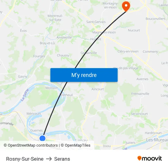 Rosny-Sur-Seine to Serans map