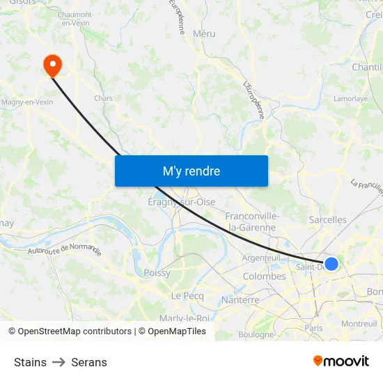 Stains to Serans map