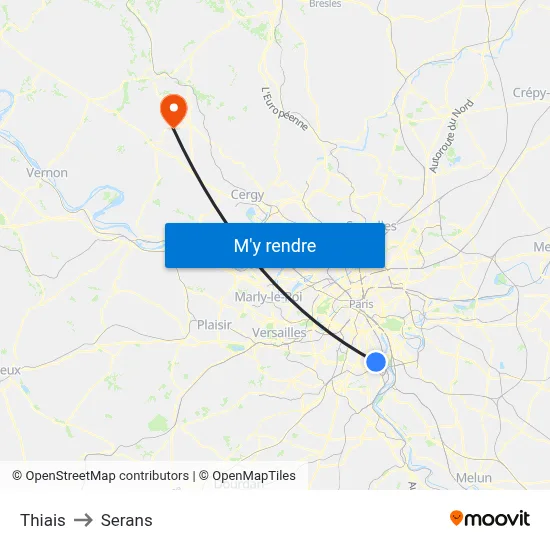 Thiais to Serans map