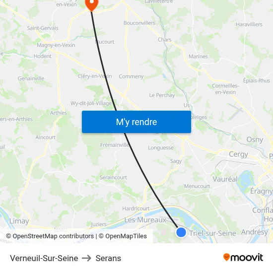 Verneuil-Sur-Seine to Serans map
