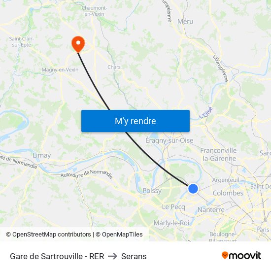 Gare de Sartrouville - RER to Serans map