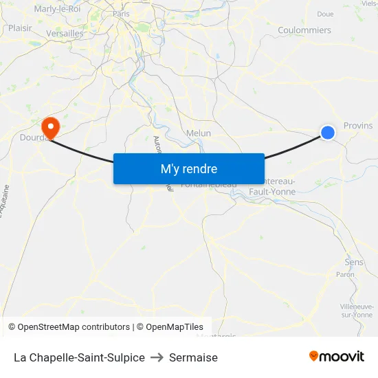 La Chapelle-Saint-Sulpice to Sermaise map
