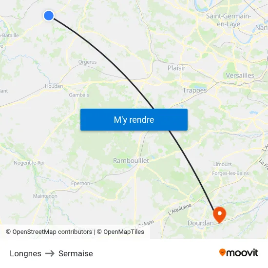 Longnes to Sermaise map