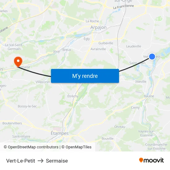 Vert-Le-Petit to Sermaise map