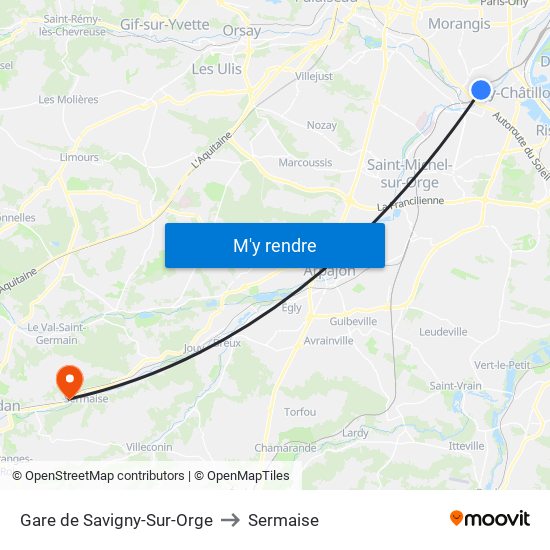 Gare de Savigny-Sur-Orge to Sermaise map