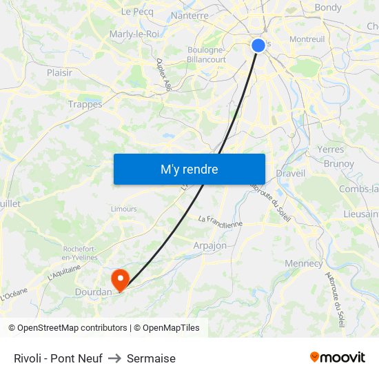Rivoli - Pont Neuf to Sermaise map