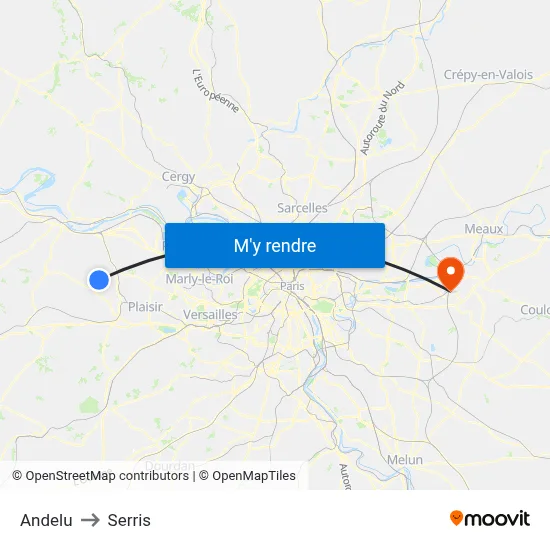 Andelu to Serris map