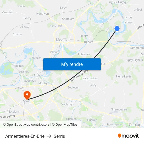 Armentieres-En-Brie to Serris map